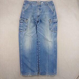 VTG Perry Ellis America 34x31 Mens Cargo Jeans Baggy 90s FLAWS Baggy‎